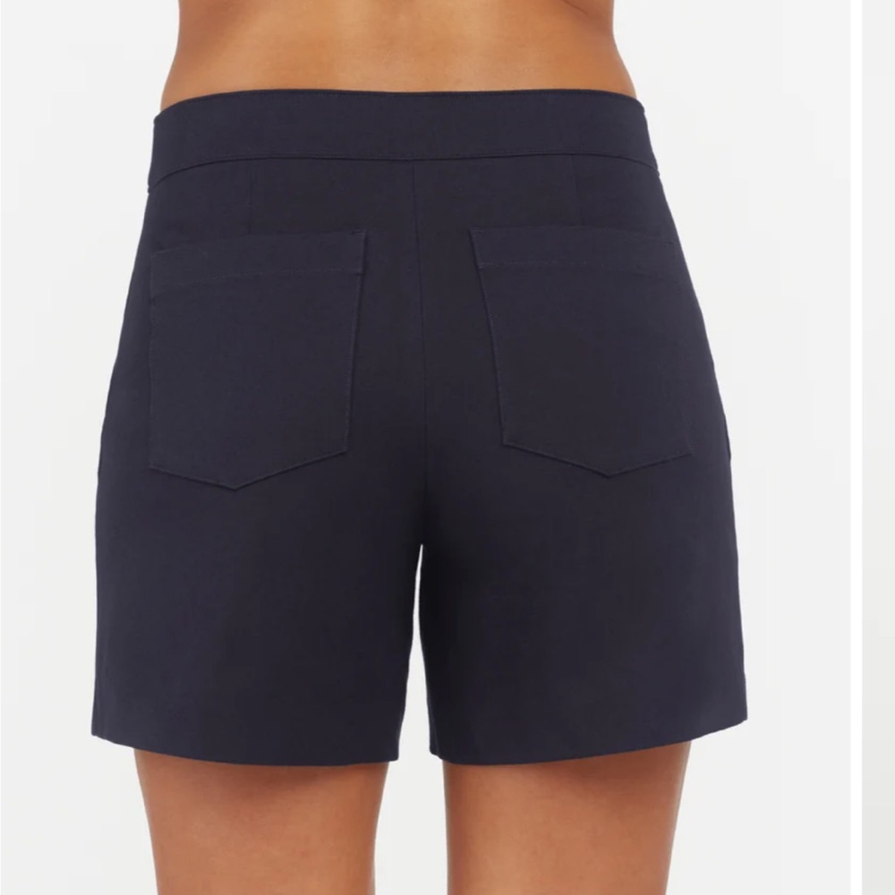 SPANX sz S polished black 6” inseam Cotton blend On The Go pullon stretch shorts - Picture 4 of 16